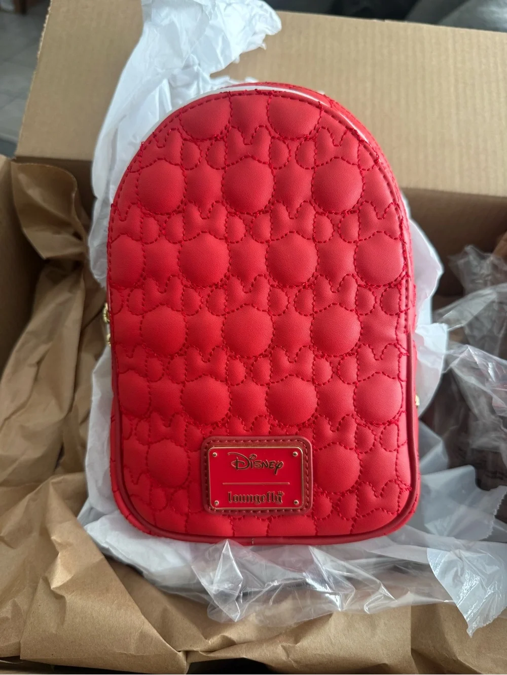Disney Red Quilted Mini Backpack Crossbody by Loungefly